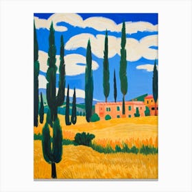 Cypresses In The Field Canvas Print