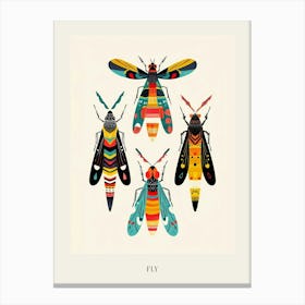 Colourful Insect Illustration Fly 6 Poster Canvas Print