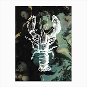 Under Water Wonders Lobster Black & Green Canvas Print
