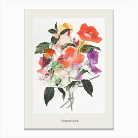 Impatiens 1 Collage Flower Bouquet Poster Canvas Print