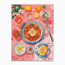 Pink Breakfast Food Shakshuka 1 Canvas Print