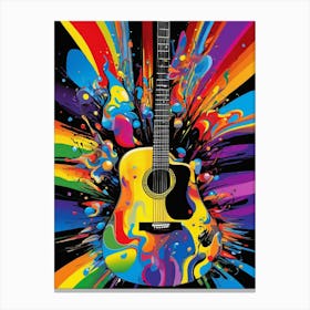 Dark Rainbow Acoustic Guitar Canvas Print