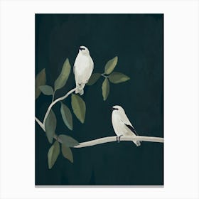 Minimalist Birds On Branch 2 Canvas Print