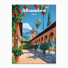 Alhambra Spain Historical Digital Travel Art Canvas Print