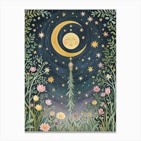 Floral Charm In The Night Sky Canvas Print