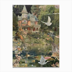Pond Monet Fairies Scrapbook Collage 9 Canvas Print