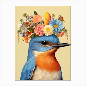 Bird With A Flower Crown Eastern Bluebird 4 Canvas Print