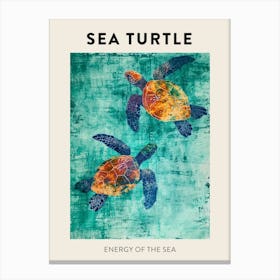 Gouache Sea Turtle Friends Poster Canvas Print