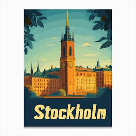 Aihrgdesign A Retro Travel Poster For Stockholm Featuring The 71a2f69c F791 42af 820e 0ab9b0d8fcf6 1 Canvas Print