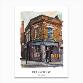 Redbridge London Borough   Street Watercolour 3 Poster Canvas Print