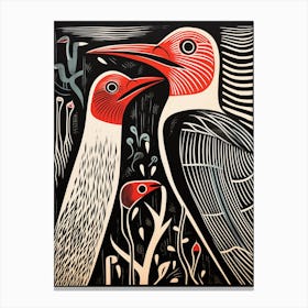 Birds linocut Canvas Print