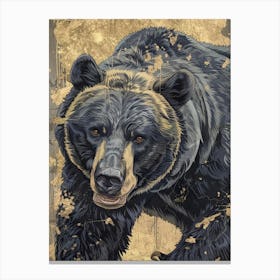 Black Bear Precisionist Illustration 4 Canvas Print