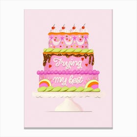 Trying My Best Cake Canvas Print