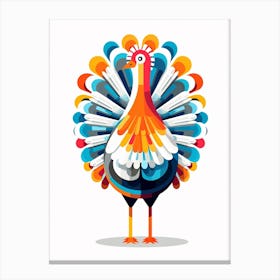Colourful Geometric Bird Turkey 1 Canvas Print