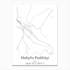 Mohyliv Podilskyi,Ukraine Minimalist Map Canvas Print