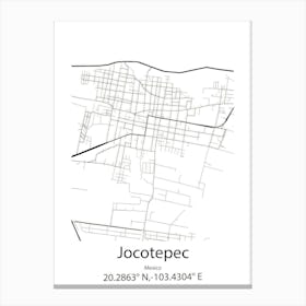 Jocotepec,Mexico Minimalist Map Canvas Print