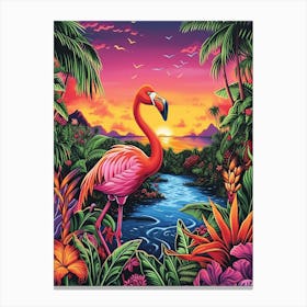 Greater Flamingo Bolivia Tropical Illustration 7 Canvas Print