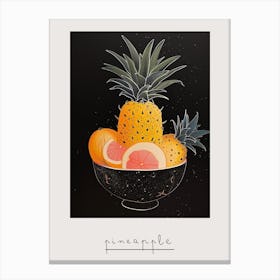 Pineapples & Fruit In A Bowl Art Deco Poster Canvas Print