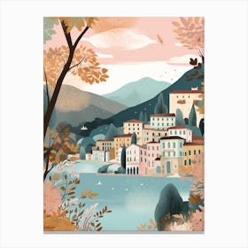 Lake Como, Italy Illustration Canvas Print