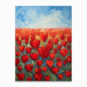 Red Flower Hearts Valentine's Day Canvas Print