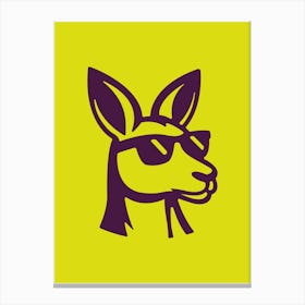 Wild and Bright: Kangaroo Head on a Yellow Canvas Leinwandbild