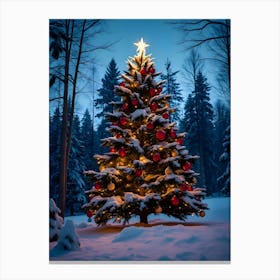 Christmas Tree In The Snow 11 Canvas Print