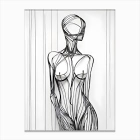 Wire Sculpture Of A Woman Canvas Print