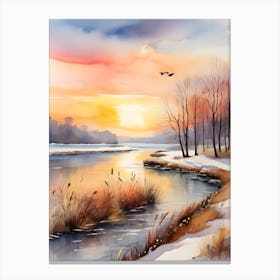 Watercolor Of A River 1 Canvas Print