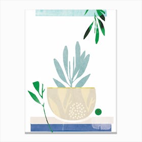 Blue Pot Plant Canvas Print