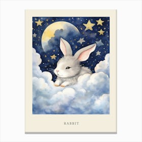 Baby Rabbit 3 Sleeping In The Clouds Nursery Poster Canvas Print