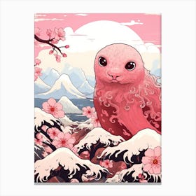 Otter Animal Drawing In The Style Of Ukiyo E 4 Canvas Print