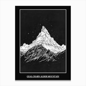 Geal Charn Alder Mountain Line Drawing 3 Poster Canvas Print
