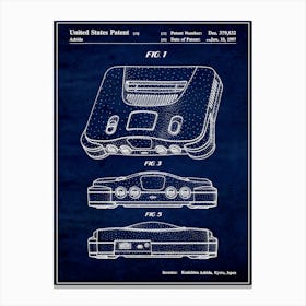 N64 Gaming Blueprint Canvas Print