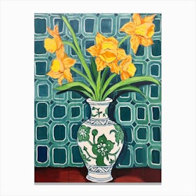 Flowers In A Vase Still Life Painting Daffodil 1 Canvas Print