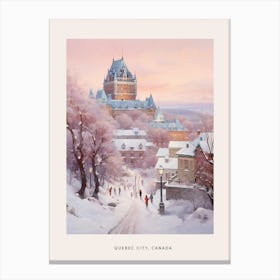 Dreamy Winter Painting Poster Quebec City Canada 2 Canvas Print