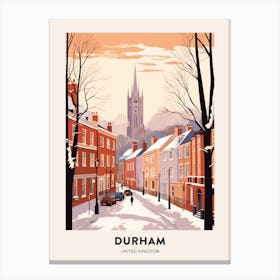 Vintage Winter Travel Poster Durham United Kingdom 1 Canvas Print