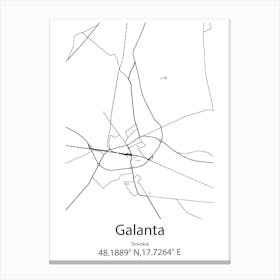 Galanta,Slovakia Minimalist Map Canvas Print