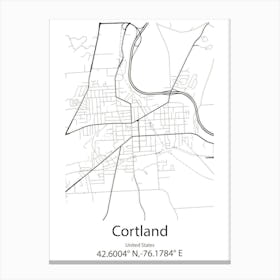 Cortland,United States Minimalist Map 1 Canvas Print