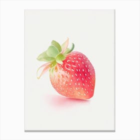 A Single Strawberry, Fruit, Pastel Watercolour Canvas Print