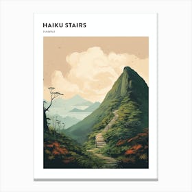 Haiku Stairs Hawaii 1 Hiking Trail Landscape Poster Canvas Print