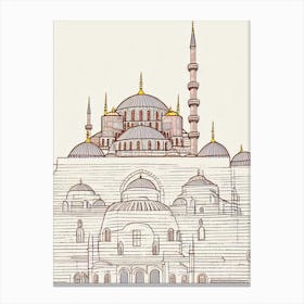 Blue Mosque Istanbul Boho Landmark Illustration Canvas Print