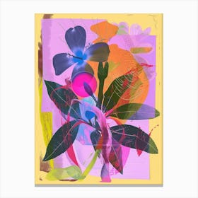 Periwinkle (Vinca) 1 Neon Flower Collage Canvas Print