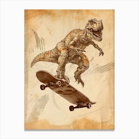 Vintage Heterodontosaurus Dinosaur On A Skateboard 2 Canvas Print