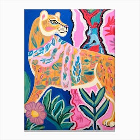 Maximalist Animal Painting Cougar 2 Canvas Print