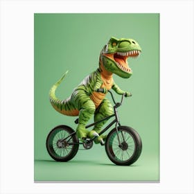 T-Rex Riding A Bike Canvas Print