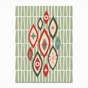 Atomic Age Mcm Eyes Shapes Green, Red Canvas Print
