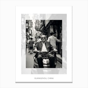 Poster Of Guangzhou, China, Black And White Old Photo 4 Canvas Print