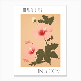 Hibiscus In Bloom Flowers Bold Illustration 2 Canvas Print