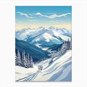 Whistler Blackcomb   British Columbia, Canada, Ski Resort Illustration 6 Simple Style Canvas Print