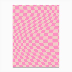 Warped Checkerboard Pink Canvas Print